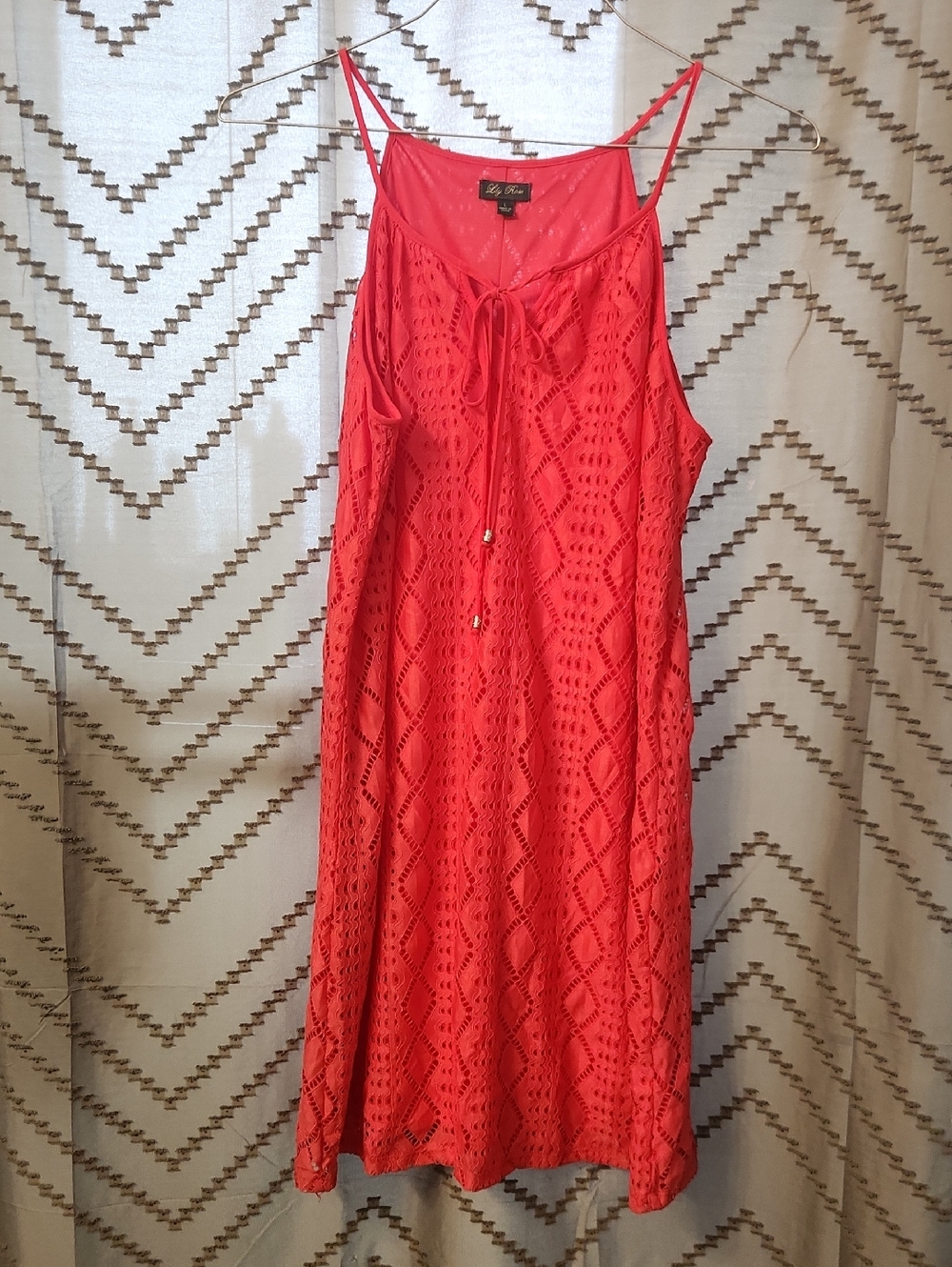 New Coral Lace Crochet Dress